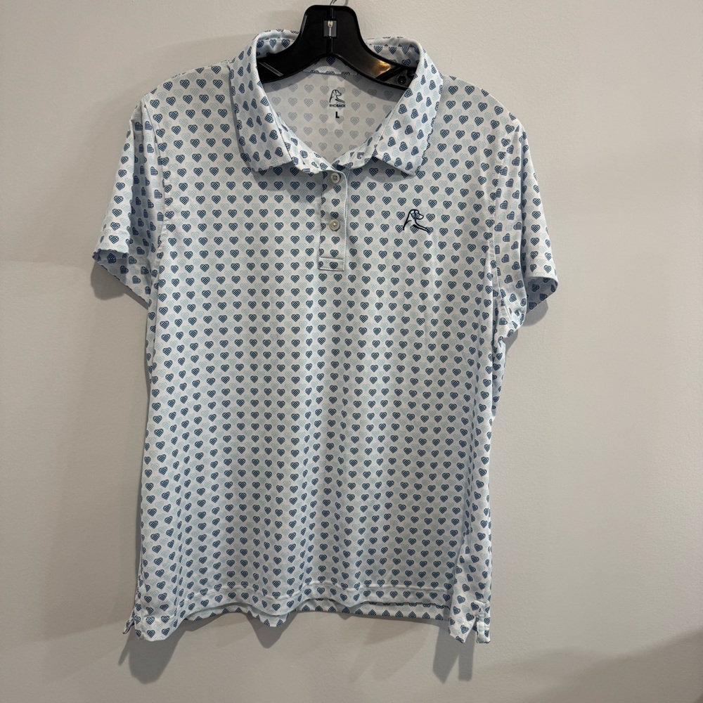 Rhoback One Love Foundation Performance Polo women’s large White Blue Navy